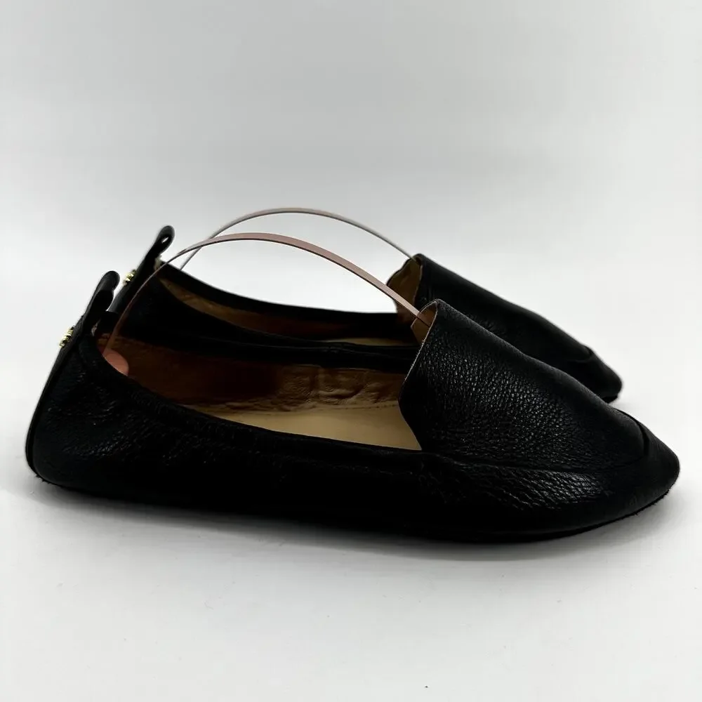 Yosi Samra Skyler Leather Loafer Shoes Slip On Pointed Toe Lightweight Black 7